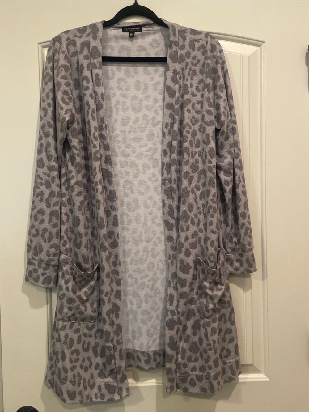 Simply Southern Gray Leopard Print Open Cardigan
